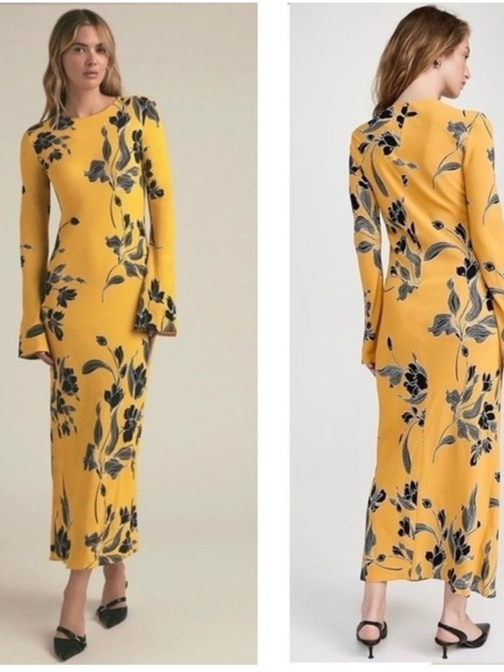 Favorite Daughter Yellow Floral Long Sleeve Maxi Dress